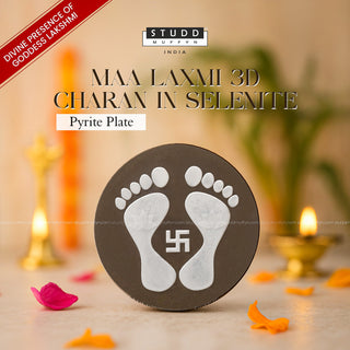 Maa Laxmi 3D Charan in Selenite-Pyrite