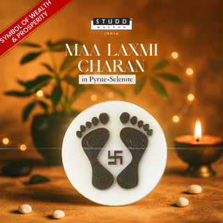 Maa Laxmi 3D Charan in Pyrite-Selenite