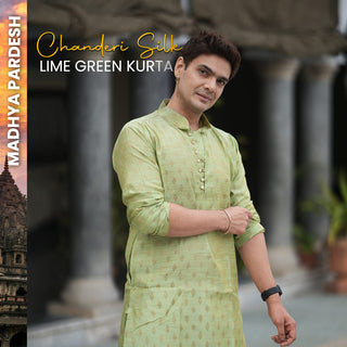 Chanderi Silk Lime Green Kurta