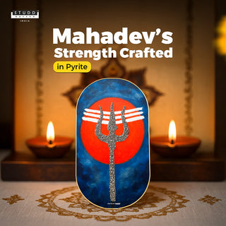 Mahadev Trishul Pyrite Frame [ Capsule Shape ]