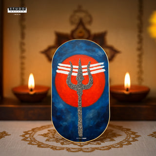 Mahadev Trishul Pyrite Frame [ Capsule Shape ]