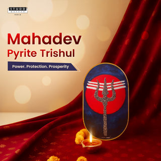 Mahadev Trishul Pyrite Frame [ Capsule Shape ]