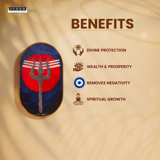 Mahadev Trishul Pyrite Frame [ Capsule Shape ]