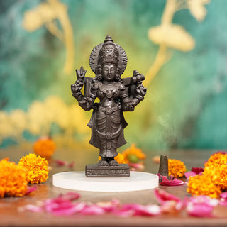 Goddess Lakshmi Ji Pyrite Idol With Selenite Plate