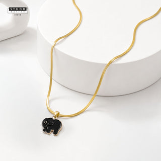 Mini Elephant Pendant - 24k Gold Plated [ With Chain ]