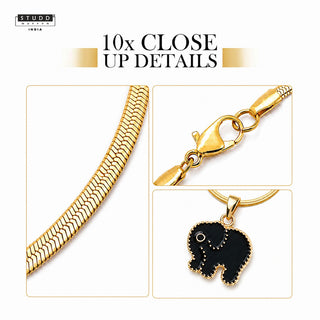 Mini Elephant Pendant - 24k Gold Plated [ With Chain ]