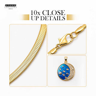 Moon of Transformation Crystal Pendant - 24K Gold Plated [ With Velore Snake Chain]