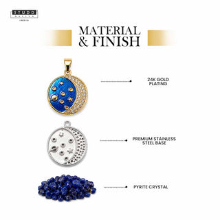 Moon of Transformation Crystal Pendant - 24K Gold Plated [ With Velore Snake Chain]