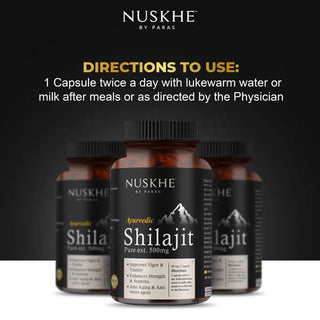 Nuskhe by Paras Ayurvedic Shilajit Pure Ext. 500mg for Men and Women -60 Veg Capsules