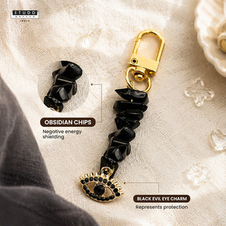 Obsidian Crystal Keychain