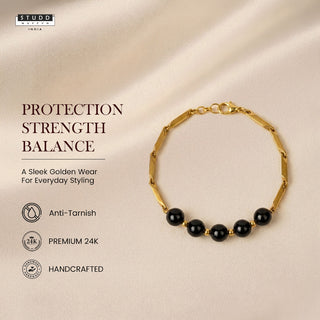 Obsidian Crystal Rice Chain Bracelet