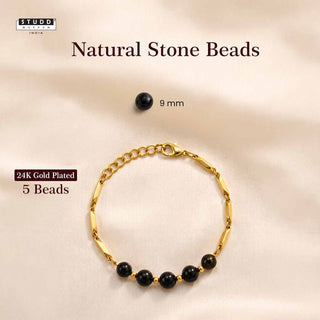 Obsidian Crystal Rice Chain Bracelet