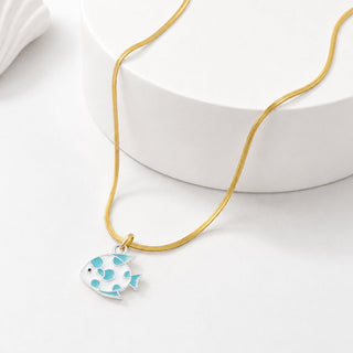 Ocean Fish Pendant - 24k Gold Plated [ With Chain ]