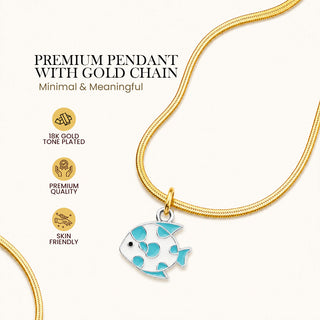 Ocean Fish Pendant - 24k Gold Plated [ With Chain ]