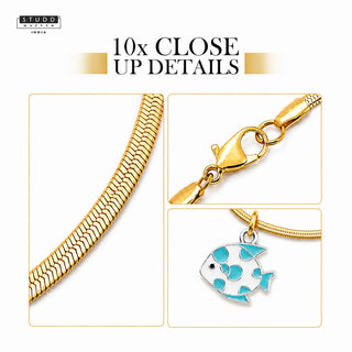 Ocean Fish Pendant - 24k Gold Plated [ With Chain ]