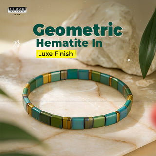 Olive Hematite Square Pyramid Sleek Bracelet