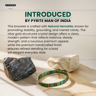 Olive Hematite Square Pyramid Sleek Bracelet