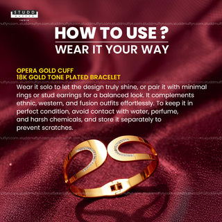 Opéra Gold Cuff - 18K Gold Tone Plated Bracelet