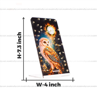 Owl Pyrite Crystal Table Clock