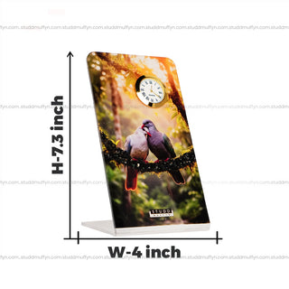 Pair of Pigeons Tourmaline Crystal Table Clock