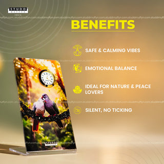 Pair of Pigeons Tourmaline Crystal Table Clock