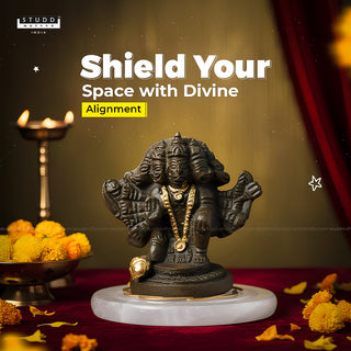 Pyrite Panchmukhi Hanuman Ji on Selenite Coaster