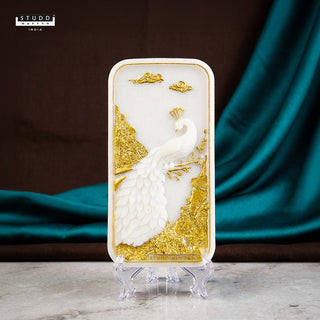 Peacock Aura Shuddhi Selenite Plate