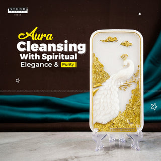 Peacock Aura Shuddhi Selenite Plate