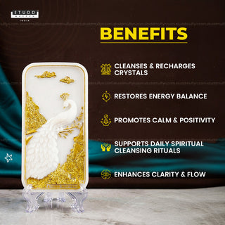 Peacock Aura Shuddhi Selenite Plate