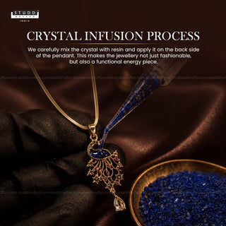 Peacock of Prosperity Crystal Pendant - 24k Gold Tone Plated [ With Chain ]
