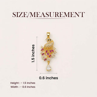 Peacock of Prosperity Crystal Pendant - 24k Gold Tone Plated [ With Chain ]