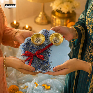 Floral Lapis Lazuli Pooja Thali
