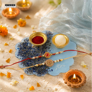 Floral Lapis Lazuli Pooja Thali