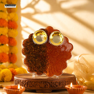 Floral Tiger Eye Pooja Thali