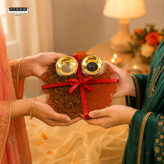 Floral Tiger Eye Pooja Thali