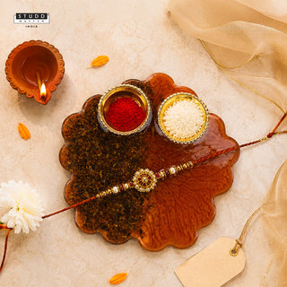 Floral Tiger Eye Pooja Thali