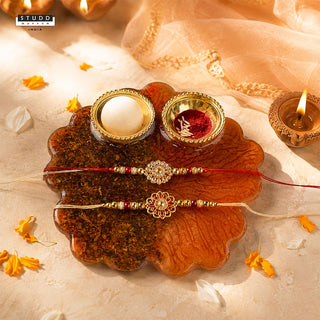 Floral Tiger Eye Pooja Thali