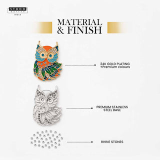 Prism Guardian Owl Pendant – 24K Gold Tone Plated [With Chain]