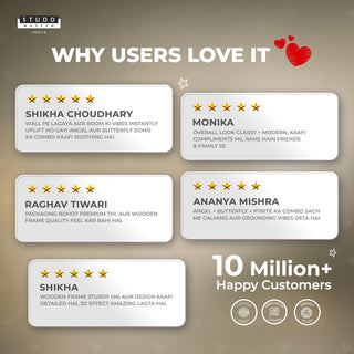 Pyrite 3D Angel-Butterfly Wall Art [Complementary Wooden Frame]