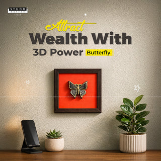 Pyrite 3D Butterfly Wall Art [Complementary Wooden Frame]