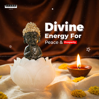 Pyrite Baby Buddha on Selenite Lotus