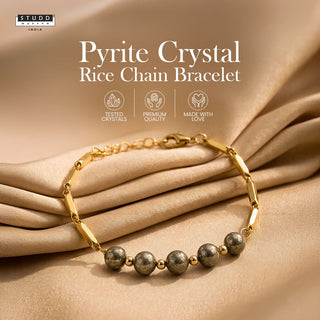 Pyrite Crystal Rice Chain Bracelet