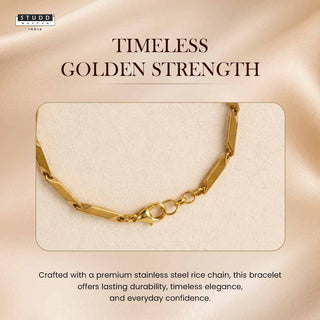 Pyrite Crystal Rice Chain Bracelet
