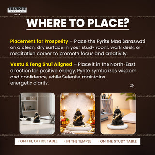 Pyrite Goddess Saraswati on Selenite Coaster I Miniature Series