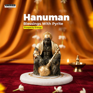 Pyrite Hanuman Ji on Selenite Coaster