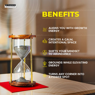 Pyrite Prosperity Flow Hourglass – Luxe Wood & Brass (6 Inch)