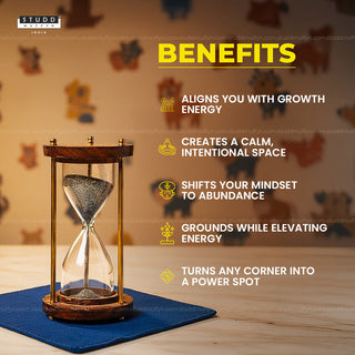 Pyrite Prosperity Flow Hourglass – Luxe Wood & Brass (4 Inch)