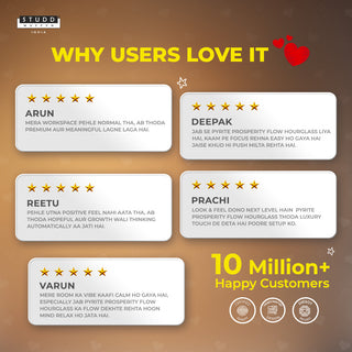 Pyrite Prosperity Flow Hourglass – Luxe Wood & Brass (4 Inch)