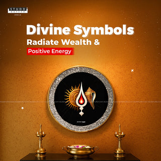 Pyrite Shankh Surya Tilak Plate [Round Plate]