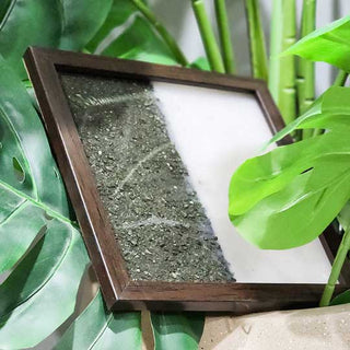 Pyrite & Selenite Dust Plate (Complimentary wooden frame)